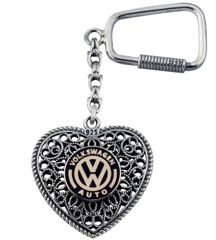 Kalp Model Volkswagen Gümüş Anahtarlık