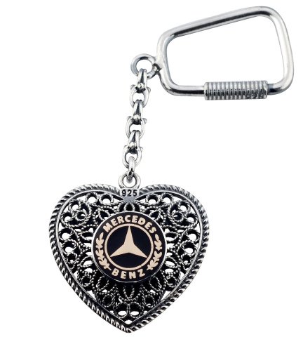 Kalp Model Mercedes Gümüş Anahtarlık