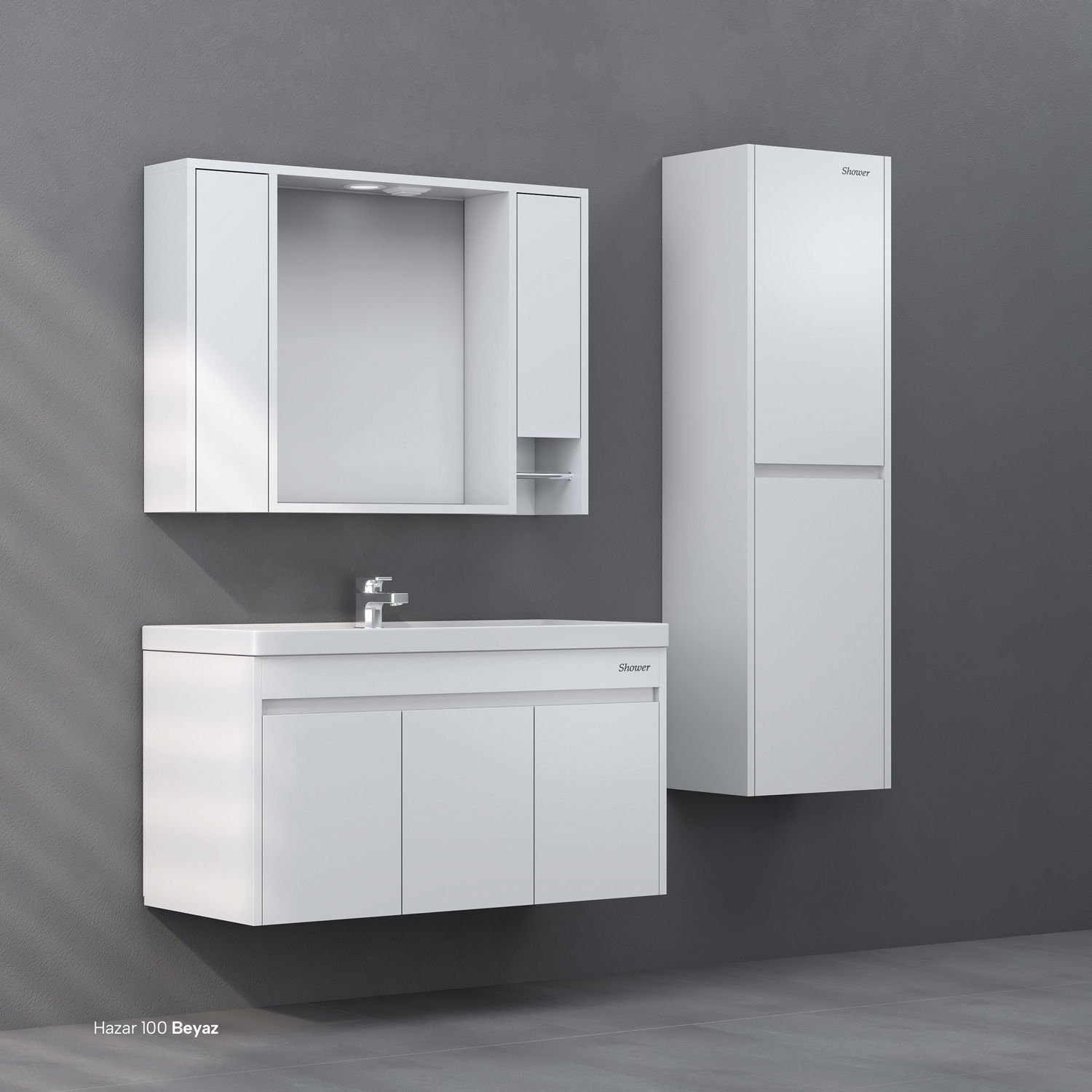 Shower Hazar 100 cm Banyo Dolabı