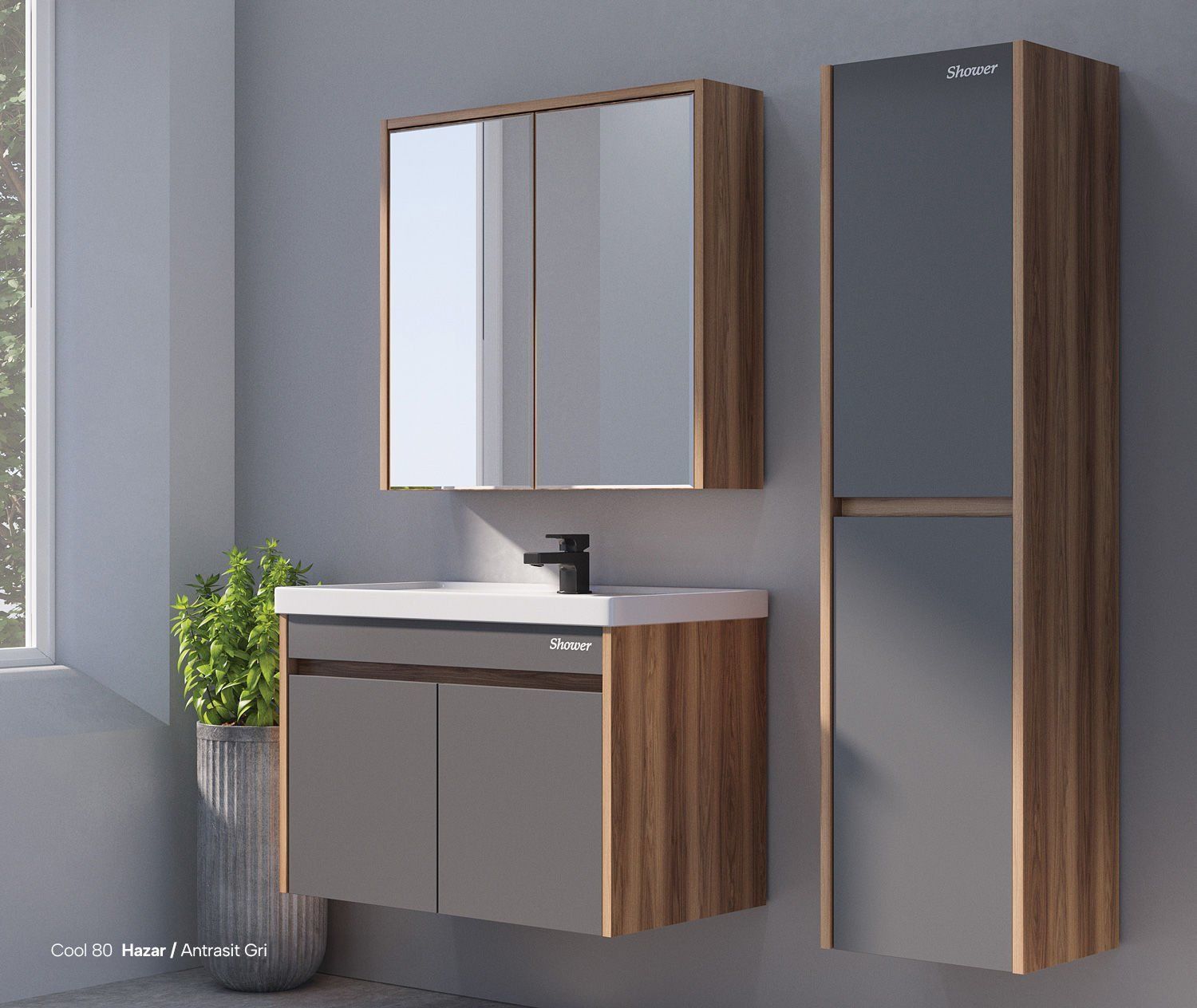 Shower Cool 90 cm Banyo Dolabı