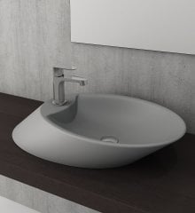 Bocchi | Vessel Tezgah Üstü Lavabo 72 cm Mat Gri