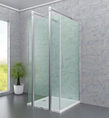 Shower Special 75x75 Ön Cephe Sabit, Yandan Girişli, Yan Panelli Kare Kabin
