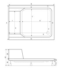 Shower 80x130 Bianna Dikdörtgen Oturmalı Monoblok Duş Teknesi