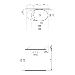 Bocchi | Vessel Tezgah Üstü Lavabo 72 cm Parlak Kırmızı