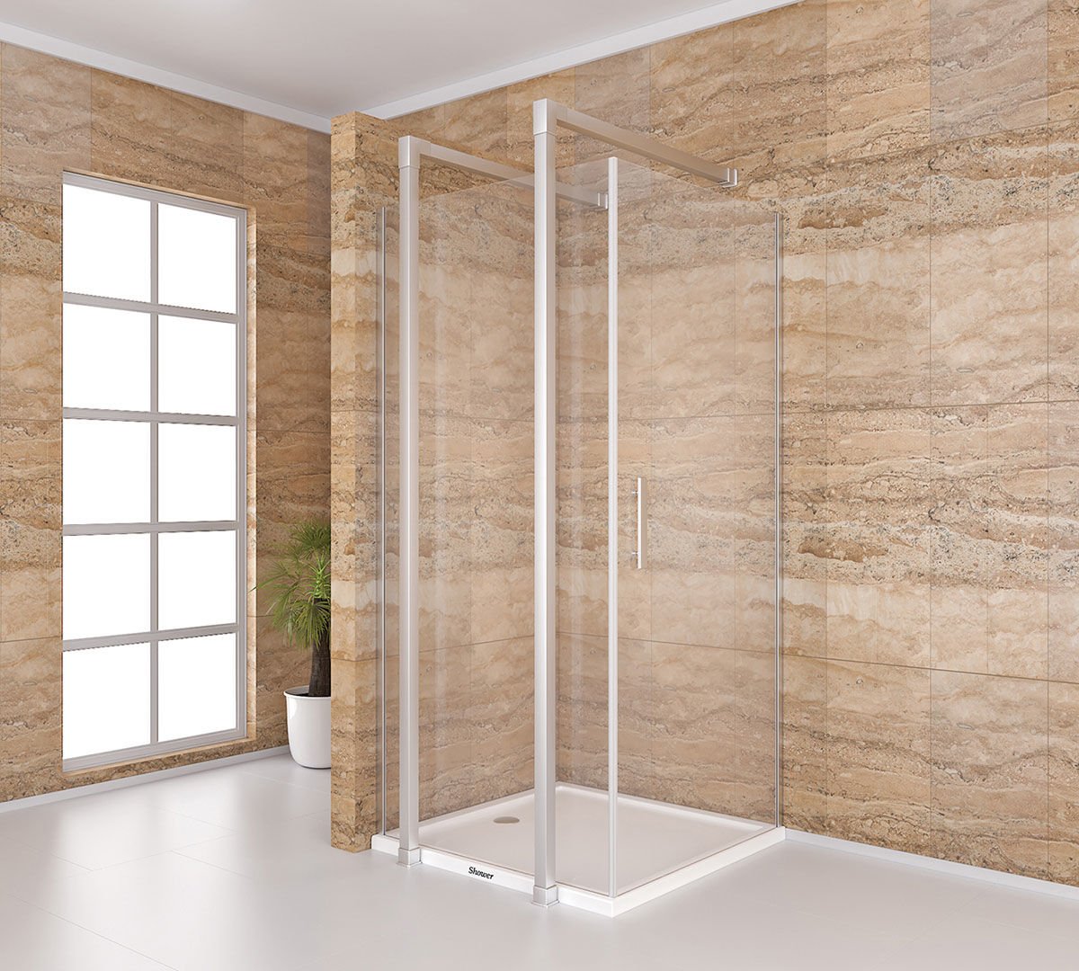 Shower Special 85x85 Ön Cephe Sabit, Yandan Girişli, Kare Kabin