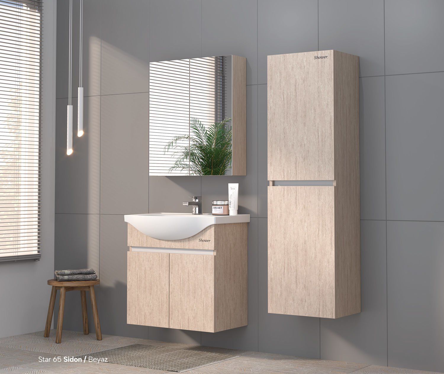 Shower Star 80 cm Banyo Dolabı