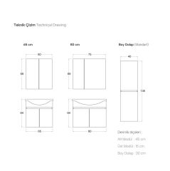 Shower Star 80 cm Banyo Dolabı