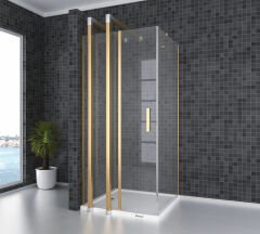 Shower Special 100x100 1 Sabit 1 Açılır Yan Panelli Ön Cephe Girişli Kare Kabin