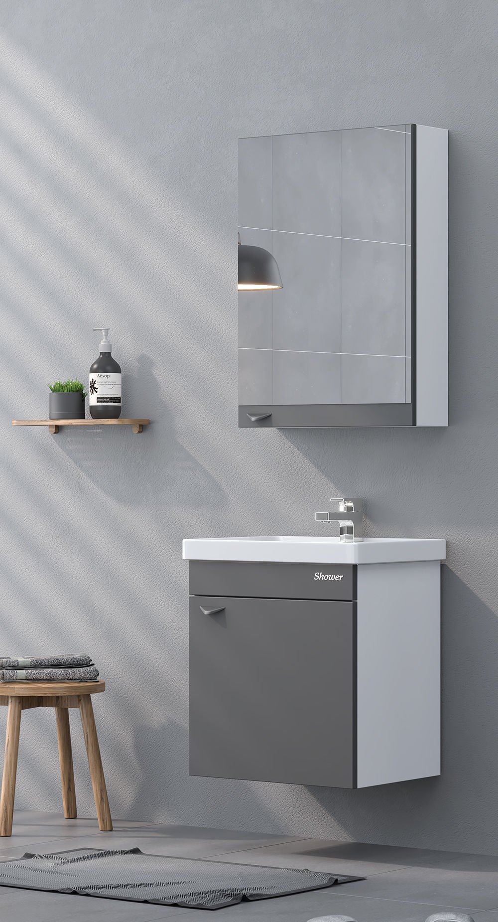 Shower Loft 50 cm Banyo Dolabı Antrasit