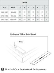 Shower 90x90 Drop Kare Monoblok Duş Teknesi (h:8 cm)