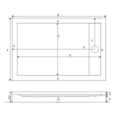 Shower 80x180 Drop Dikdörtgen Monoblok Duş Teknesi (h:12,5 cm)