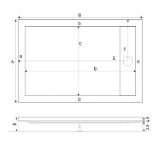 Shower 70x180 Drop Dikdörtgen Monoblok Duş Teknesi (h:8 cm)