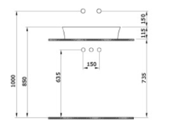 Bocchi Sottile Slim Line Dikdörtgen İnce Kenar Lavabo 55x38 Parlak Siyah