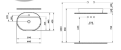 Bocchi Sottile Slim Line Batarya Banklı Oval Lavabo 60x45 cm Parlak Beyaz