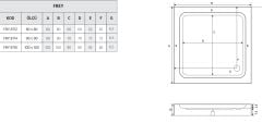 Shower 90x90 Frey Kare Slimblok Duş Teknesi (h:10 cm)