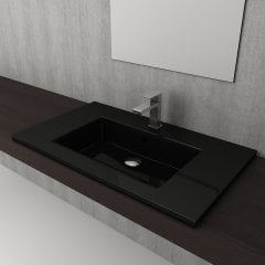 Bocchi | Milano 80 cm Etajerli Lavabo Parlak Siyah