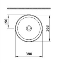 Bocchi Sottile Slim Line Yuvarlak Lavabo 38 cm Parlak Siyah