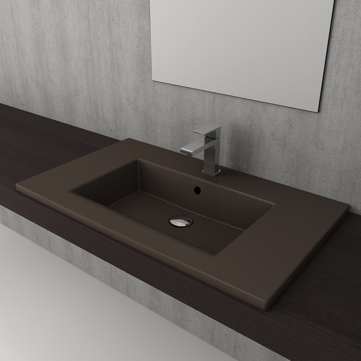 Bocchi | Milano 80 cm Etajerli Lavabo Mat Kahve