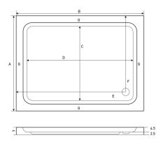 Shower 80x90 Rigel Dikdörtgen Flat Duş Teknesi (h:7 cm)
