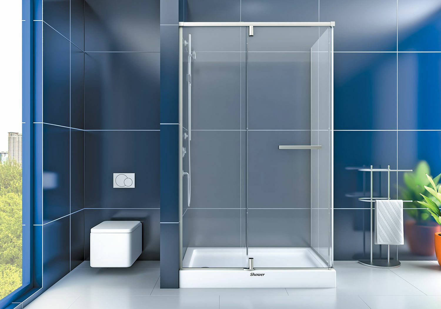 Shower Mars 80X120 1 Sabit 1 Açılır Yan Panelli Tekne Üzeri Kabin