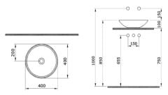 Bocchi | Venezia Çanak Lavabo 40 cm Mat Petrol Mavisi