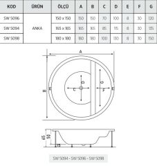 Shower Anka 150x150 Oturmalı Özel Küvet