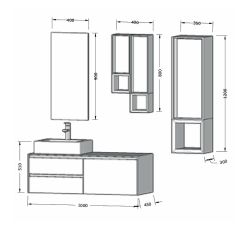 Bagnora Sharp 100 cm Kiremit Banyo Dolabı