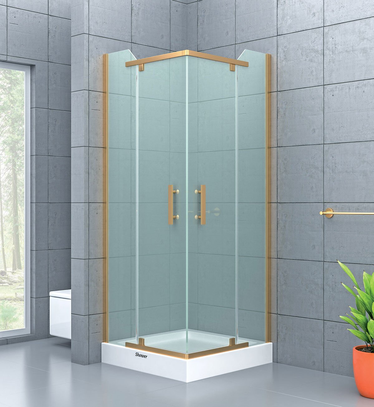 Shower Original 95x95 2 Sabit 2 Açılır Tekne Üzeri Kare Kabin