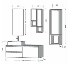 Bagnora Sharp 120 cm Beyaz Banyo Dolabı