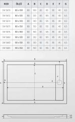 Shower 80x150 Dikdörtgen Slim Flat Duş Teknesi (h:5 cm)