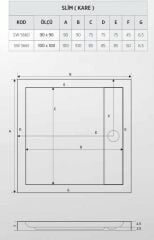 Shower 90x90 Kare Slim Flat Duş Teknesi (h:5 cm)