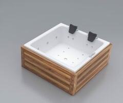 Shower Atos Plus 160x160 Kare Ahşap Panelli Jakuzi