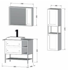 Bagnora Pactical Safir Meşe & Beyaz 96 cm Banyo Dolabı