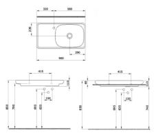 Bocchi Fenice Etajerli Lavabo 90 cm Parlak Bisküvi