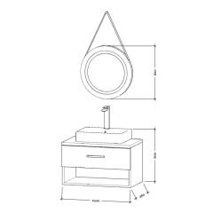 Bagnora Pieto Taş Gri Beyaz 100 cm Banyo Dolabı