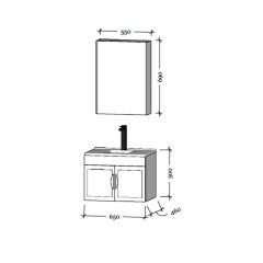 Bagnora Alaçatı Antrasit 65 cm Banyo Dolabı