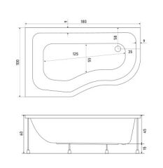 Shower 100x180 Marjinal Mini Basamaklı Özel Küvet
