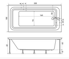 Shower 100x200 Neo Dikdörtgen Taşmalı Özel Küvet