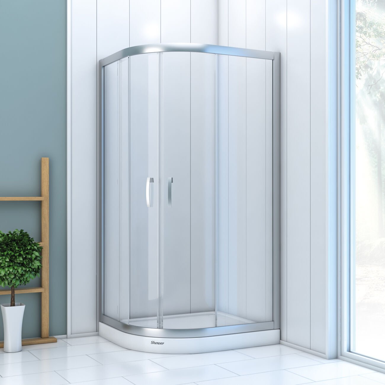 Shower Boss 90x150 2 Sabit 2 Açılır Asimetrik Tekne Üzeri Kabin