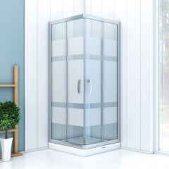 Shower Boss 85x85 2 Sabit 2 Açılır Kare Tekne Üzeri Kabin