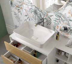 Kale Zero 2.0 Yarı Gömme Dikdörtgen Lavabo Mat İnci 60X40 Cm