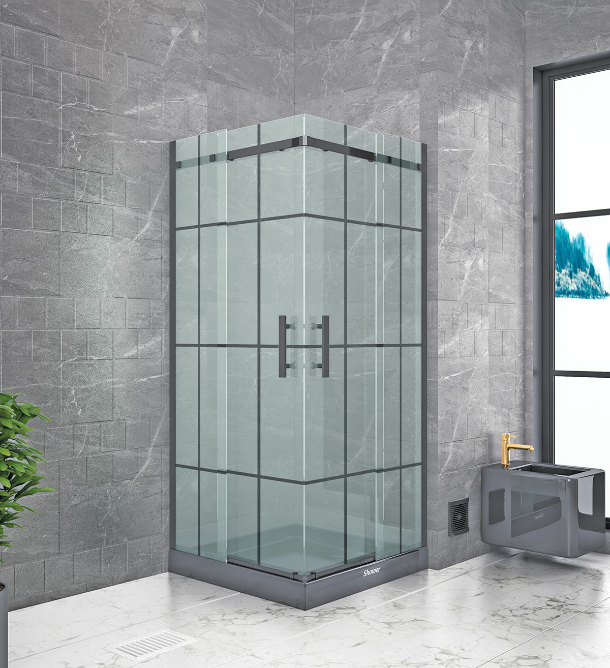 Shower Merkür 90x90 Köşe Girişli Tekne Üzeri Duş Kabini