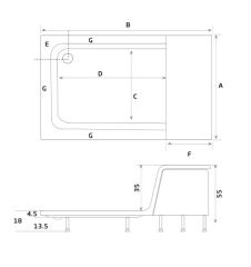 Shower Drawer Çekmeceli Dikdörtgen Duş Teknesi