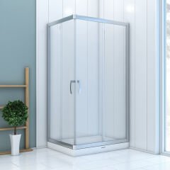 Shower Boss 90x100 2 Sabit 2 Açılır Dikdörtgen Tekne Üzeri Kabin