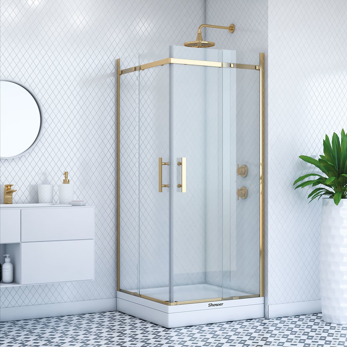 Shower Merkür 80x110 Köşe Girişli Tekne Üzeri Duş Kabini