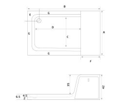 Shower Drawer Çekmeceli Dikdörtgen Flat Duş Teknesi