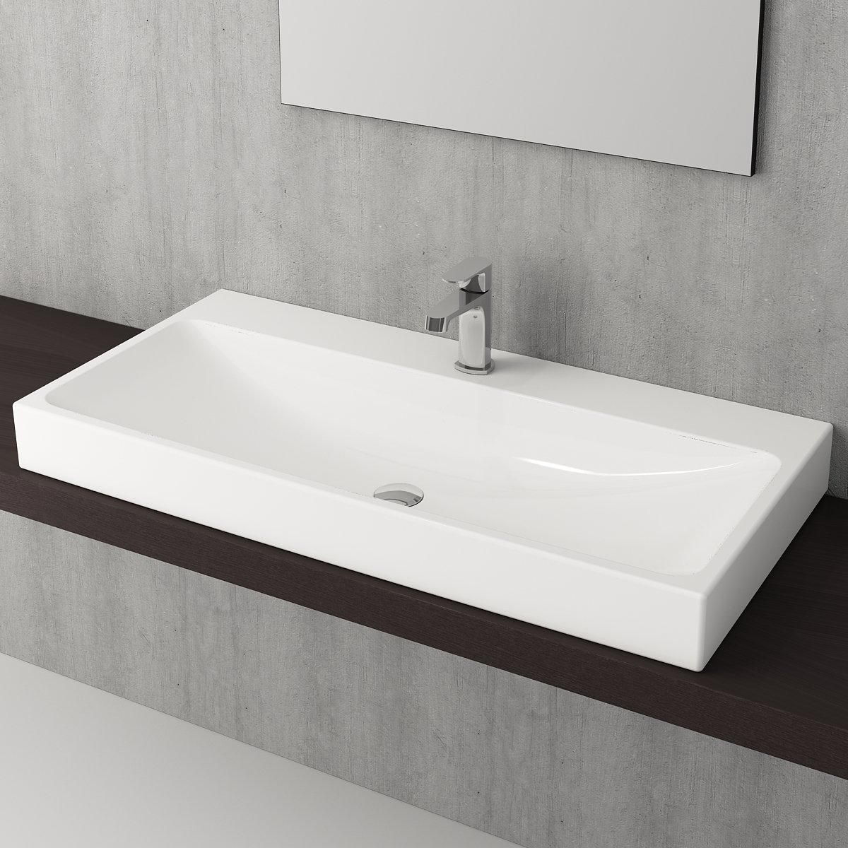 Bocchi | Scala 100x49 cm Tezgah Üstü Lavabo Parlak Beyaz