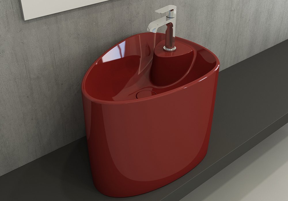 Bocchi | Etna Yarım Monoblok Lavabo Parlak Kırmızı