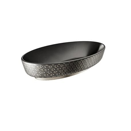 Kale Dove 2.0 Oval Çanak Lavabo Mat Siyah-Platin Dekor 70X40