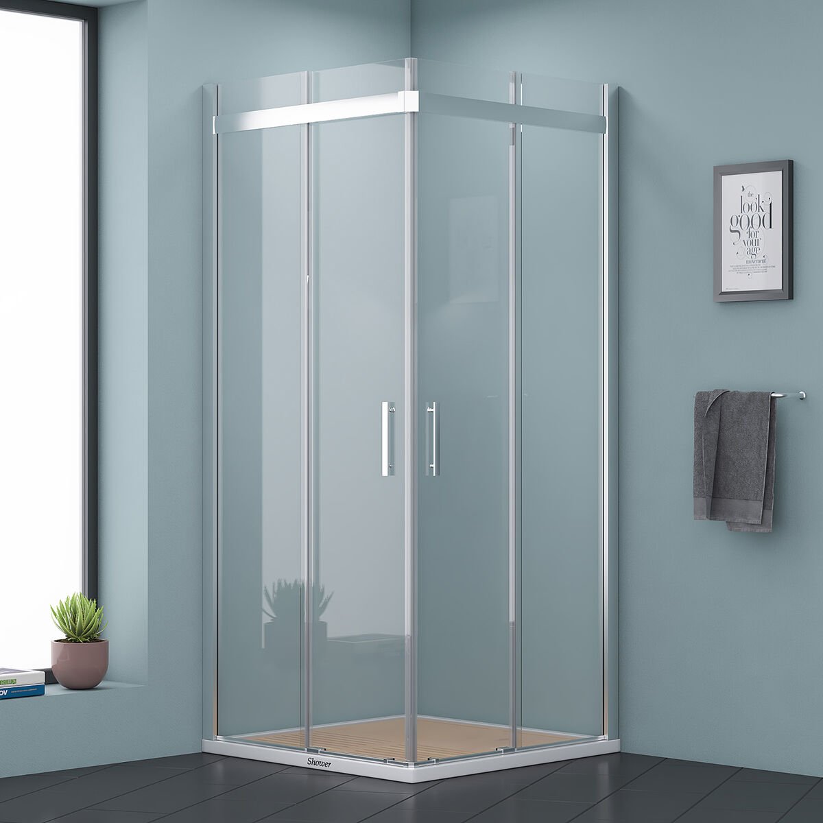 Shower Uranüs 105x105 Köşe Girişli Tekne Üzeri Duş Kabini